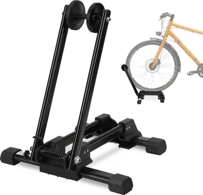 Obrázok produktu pre Jayseuw Bicycle Kickstand Floor Stabilný skladací stojan na zadné koleso čierny pre 20-29'' MTB Road Bike Carbon Steel