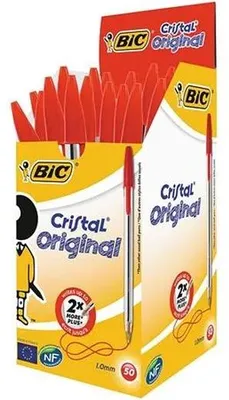 Guľôčkové pero, 0,32 mm, s vrchnákom, BIC "Cristal Original", červené