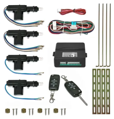 Universal Zentralverriegelung SET NACHRÜSTUNG 2x Funkfernbedienung + 4x Pumpen – Produktansicht