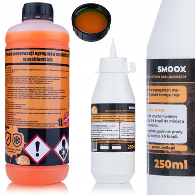Immagine prodotto di Rosfix Kit di manutenzione per spruzzatori a pressione – Olio Smoox 0,25 L + Liquido 3 in 1 1 L | Prolunga la durata | Compatibile con Graco e Wagner