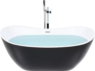 Zdjęcie produktu dla BELIANI Wanna wolnostojąca czarna akrylowa 170 x 77 cm system przelewowy owalna retro