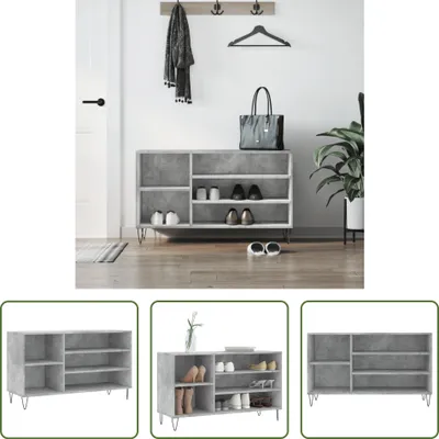 Produktbild von The Living Store Schuhregal Betongrau 102x36x60 cm Holzwerkstoff