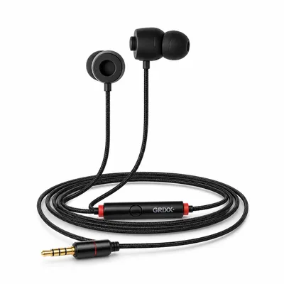 Productafbeelding van Grixx in-earkoptelefoon bedraad 3,5 mm jack met microfoon zwart, AI-gegenereerde afbeelding