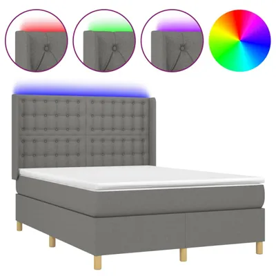 Produktbild von Boxspringbett mit Matratze & LED Dunkelgrau 140x200 cm Stoff