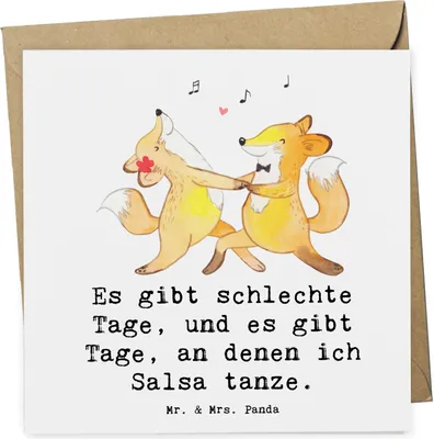 Produktbild von Mr. & Mrs. Panda Grußkarte Füchse Salsa tanzen - Weiß - Geschenk, Klappkarte, Tanzkurs, Tanzschule, doppelkarte, Glückwunschkarte, anlasskarte, faltkarte