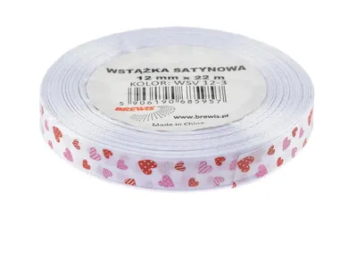Image de Ruban de satin en forme de coeur blanc 12mmx22m