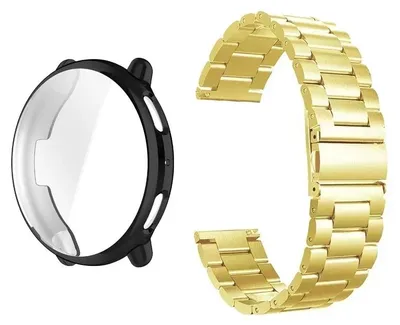 Image de Bracelet pour montre connectée - Active 2 - Acier inoxydable - Fermeture métallique - Noir et or