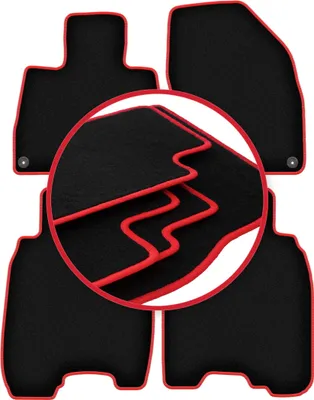 Obrázok produktu pre Autokoberce velúrové pre: Honda Civic VIII (UFO) (2006-2012)  čierne s červeným obšitím