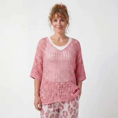 Produktbild von Häkel Shirt Damen Sommer Oberteil Lochstrick 40 42 44 46 Oversize Pullover