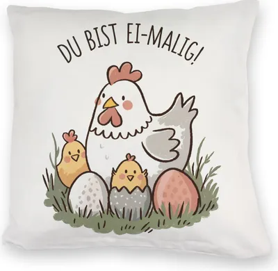 Produktbild von Henne mit Küken Du bist Ei-Malig! Kuschelkissen