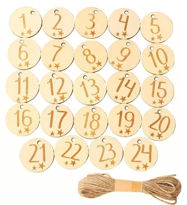 Produktbild von 2 Sets Adventskalender – Set mit 24 Teilen – Zahlen – Holz – Weihnachten – (natürlich)