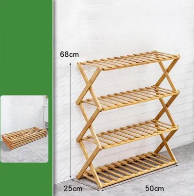 Produktbild von 360Home Bambus Schuh Regal Schuhregal shoerack schrumpfen und falten mobil