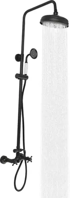 Produktbild von Duschset Wand Duschsystem Regenduschset Duscharmatur Duschkopf mit Kopfbrause und Handbrause Moderner Badezimmer Duschmischer Höhenverstellbar Duschstange