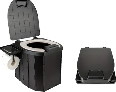 Productafbeelding van Draagbaar, inklapbaar toilet, geschikt voor een gewicht tot 200 kg, ergonomisch ontwerp, zwart