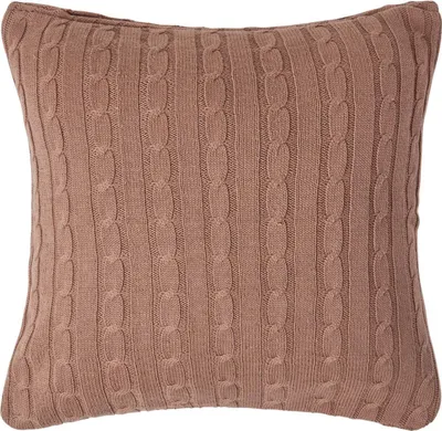 Produktbild von HOMESCAPES Zopfmuster-Kissenbezug in Braun, 100% Baumwolle, 45 x 45 cm