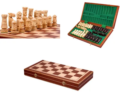 Produktbild von Großes Schloss Schachspiel Handgeschnitzte Holzfiguren aus Lindenholz 56x56cm