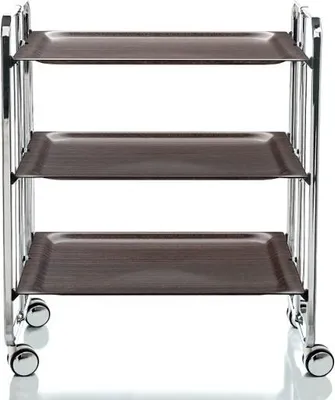 Immagine prodotto di DON HIERRO - Carrello di servizio pieghevole BAUHAUS con rotelle - Struttura in metallo cromato, 3 livelli, 3 posizioni