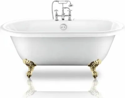 Produktbild von Freistehende Badewanne mit Füßen CHELSEA Adlerfüße GOLD 154 cm