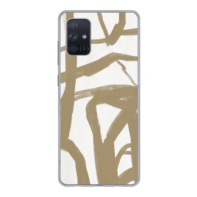 Produktbild von MuchoWow® Handyhülle Schutzhülle Hülle für Samsung Galaxy A51 Braun - Weiß - Abstrakt Silikon Softcase Handy Hülle - Schutzabdeckung