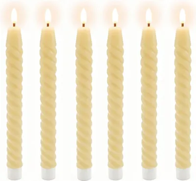 Image de Bougies coniques sans flamme à LED, en cire véritable, lot de 6
