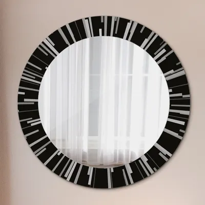 Produktbild von Modern Spiegel - Wandspiegel Design Wandmontage – Badspiegel mit Aufdruck - Rundspiegel - Radial Komposition - Rund: Ø60 cm