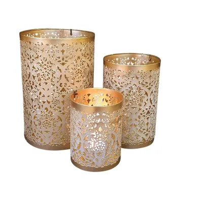 Produktbild von Windlichter Teelicht in Gold Optik als Mandala Motiv 3 er Set