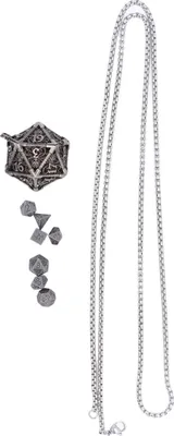 Produktbild von Mini-Würfel-Set, Halskette, antik, winzig, klein, Metall, hohl, polyedrisch, tragbar, Spielzeug mit Aufbewahrungsbox, Stil 3