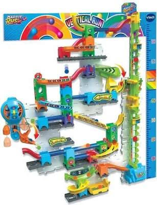 Image de Circuit de Billes Marble Rush Ultimate Vertical Run V100E, 75 Pièces, 6 Billes, Multicolore