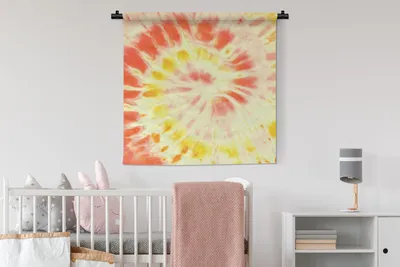 Produktbild von MuchoWow® Wandteppich Wandbehang Krawattenfärbung - Gelb - Orange 90x90 cm Tapisserie Dekoration Wandtuch - Wandaufhänger