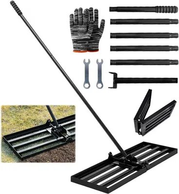 Imagen del producto de Rastrillo nivelador manual, de 76x25 cm, para nivelar terrenos y céspedes