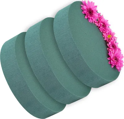 Produktbild von com-four® 3x Steckmasse für Blumengestecke - 16 x 3,5 cm - Steckschaum für Frischblumen - Steckschwamm zum Basteln für Hochzeit, Ostern und Geburtstag