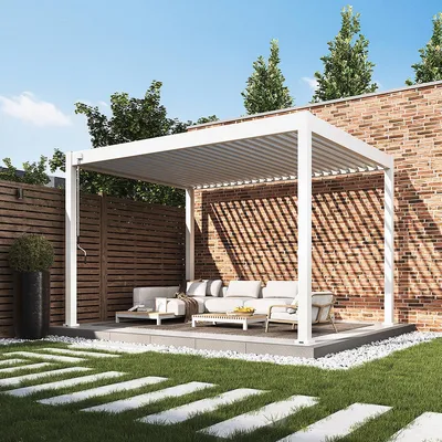 Produktbild von Weide Classic Pergola Aluminium 3x4m mit Lamellendach freistehend weiß