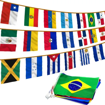 Produktbild von Internationale L?nderfahnen Girlande - 18 Meter - Weltflaggen - 50 Flaggen - Dekoration - Fu?ball Weltmeisterschaft 2026