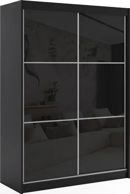 Produktbild von ALTDECOR Kleiderschrank mit Lacobel-Schiebetüren, kugelgelagerte Führungsschienen und Aluminium-Leisten - VIVONA - 120 cm - Schwarz