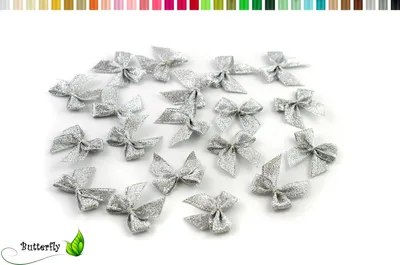 Produktbild von Satinschleifen 25mm, 20 Stück, Farbe:Silber metallic 012MET