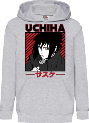 Produktbild von Kinder Kapuzenpullover Naruto Sasuke Uchiha 002, 12-13 Jahr - 152 / Grau