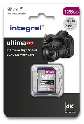 Produktbild von Integral SD-Speicherkarte, 128 GB, 4 K, Video-Lesegeschwindigkeit, 180 MB/s,SDXC