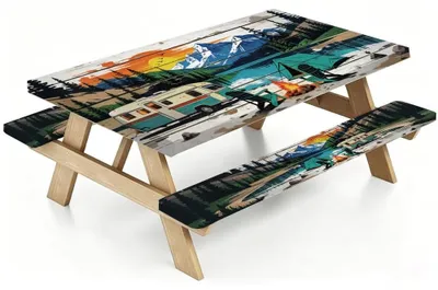 Imagen del producto de Funda impermeable para mesa de picnic con fundas para bancos