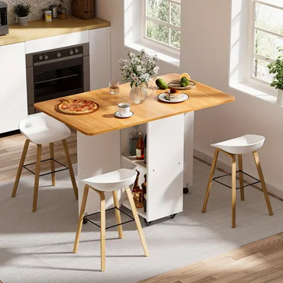 Produktbild von Klapptisch - Faltbarer Tisch - Ausklapptisch - Esstisch - Zusammenklappbarer Tisch - Ausziehbar - Mit Rollen