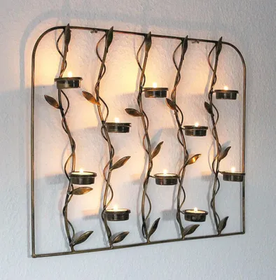 Produktbild von Wandteelichthalter 10-0370 Wandkerzenhalter aus Metall 53 cm Teelichthalter