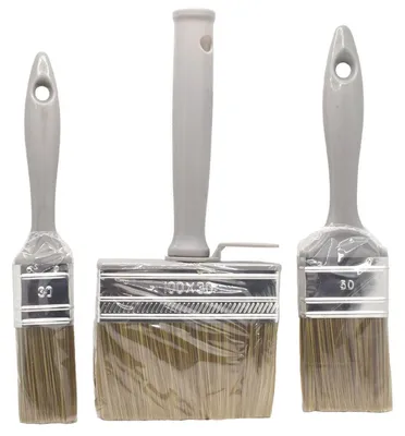 Produktbild von Pinsel Lasurpinsel Set 3tlg. Polyester Borsten Kunststoffstiel grau