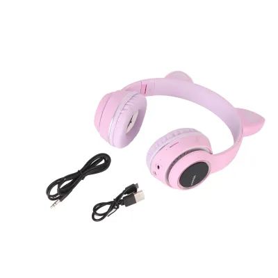 Obrázok produktu pre Slúchadlá Bluetooth Cat Ear, slúchadlá Bluetooth Cat Ear, bezdrôtové slúchadlá s LED svetlom, roztomilé bezdrôtové slúchadlá, stereofónne slúchadlá Bluetooth, slúchadlá cez uši