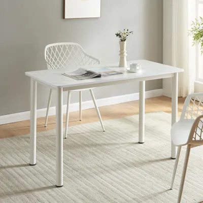 Produktbild von Esstisch ’Tammela’ für 4 Personen 120 x 60 cm Stahlbeine Marmor-Optik, weiß