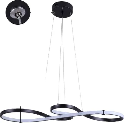 Produktbild von Moderner Kronleuchter, höhenverstellbar, energieeffiziente LED, schwarz, dimmbar