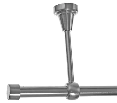 Produktbild von Gardinenstange mit Deckenhalterung I Metall Edelstahl Look Ø 16mm I 1-läufig D14