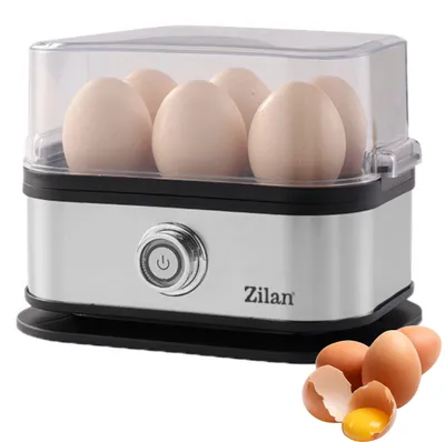 Produktbild von Zilan Eierkocher 6 Eier 200W – Elektrischer Eierkocher Edelstahl, Automatisch, LED Anzeige, BPA-frei, Leiser Eierkocher mit Messbecher, Perfekt für Weich, Mittel und Hart gekochte Eier