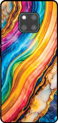Produktbild von Smartphonica Telefon Fall geeignet für Huawei Mate 20 Pro mit Regenbogen Gold Marmor Print - TPU Backcover Fall Regenbogen Gold Marmor Design
