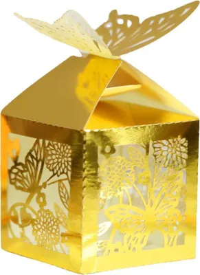 Image de 50pcs boîtes de bonbons de mariage, 3D papillon design de luxe Lase Cut Party mariage faveur de bonbons boîte cadeau de chocolat décorations de table