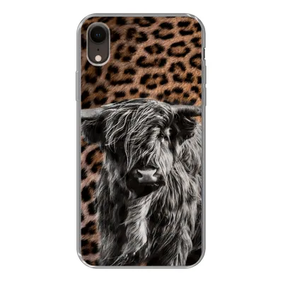 Produktbild von MuchoWow® Handyhülle Schutzhülle Hülle für iPhone XR Schottischer Highlander - Pantherdruck - Schwarz - Weiß Silikon Softcase Handy Hülle - Schutzdeckel