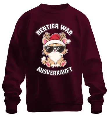 Produktbild von Rentier war t Katze Sonnenbrille Rentierhörner Sweatshirt Pullover, Burgundy, M